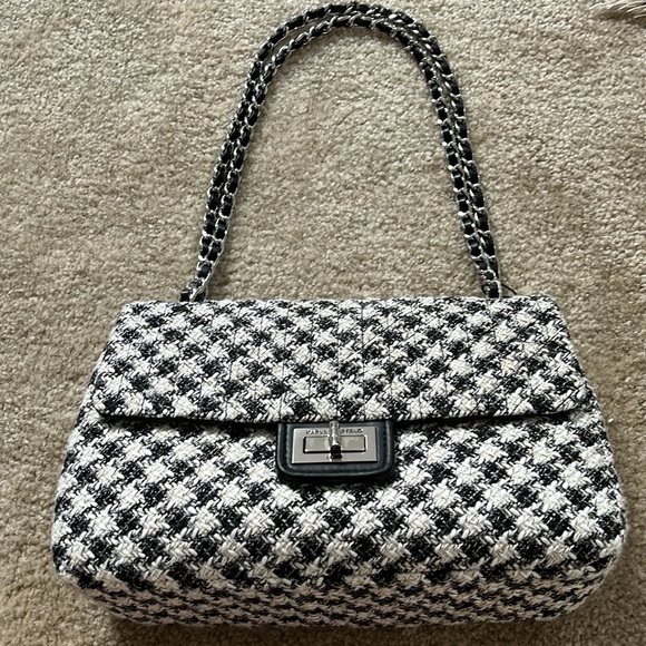 Black and White Tweed Shoulder Bag